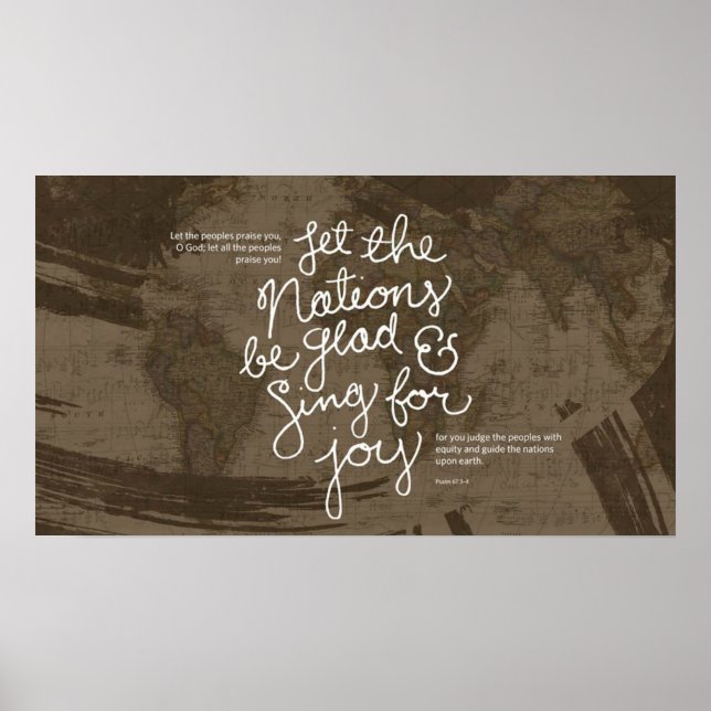 Sing for joy bible verse Psalm 67:3-4 poster (Front)
