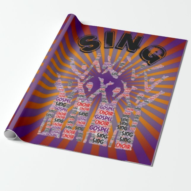Sing Gospel Music Choir Wrapping Paper (Unrolled)