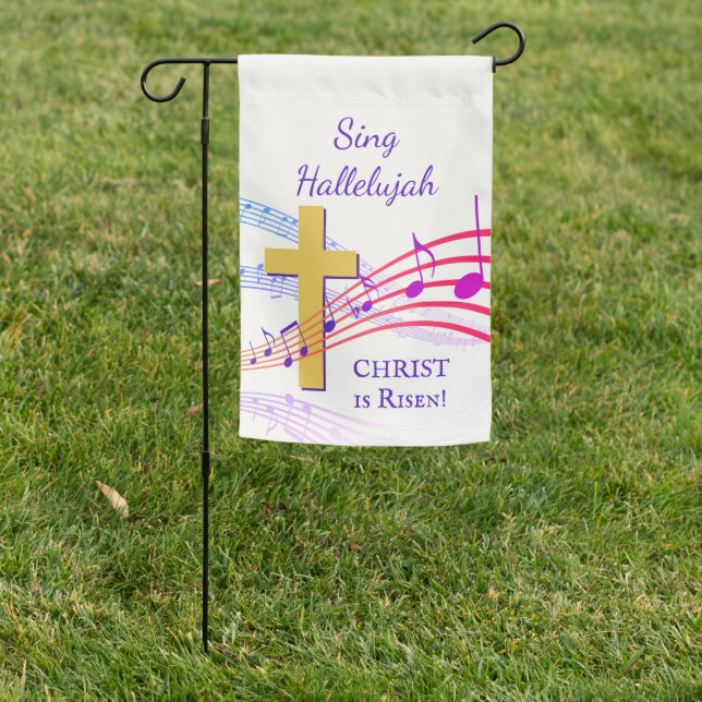 SING HALLELUJAH CHRIST IS RISEN Easter Garden Flag (In SItu)