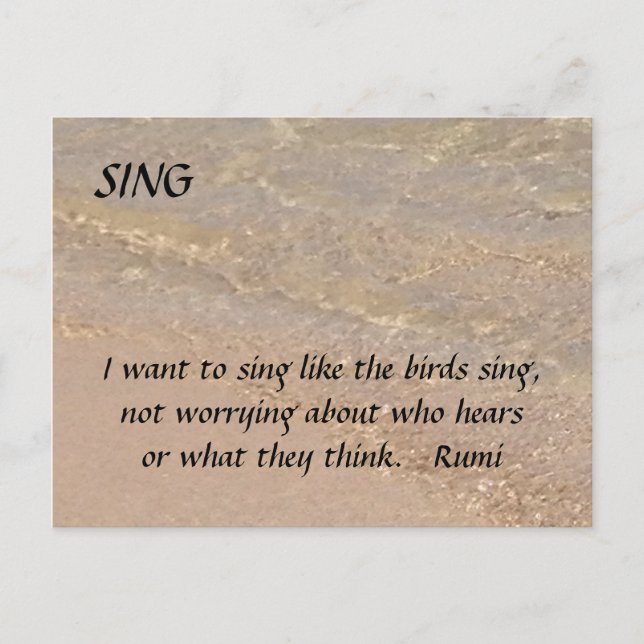 SING Inspirational Postcard Sand Beach Rumi (Front)
