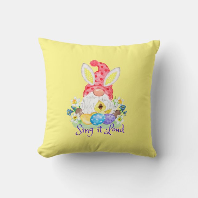 Sing it Loud Adorable Springtime Gnome Pillow (Front)
