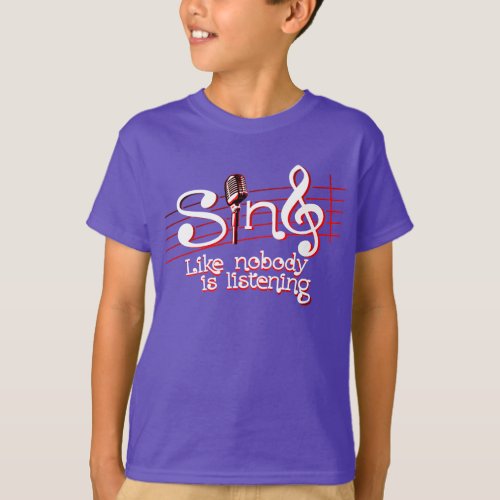 Sing like nobodys listening mic logo tee