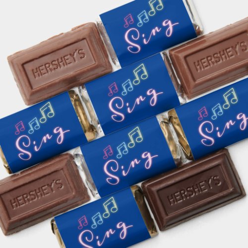 Sing Neon Music Notes on Blue Hersheys Miniatures