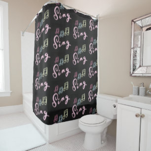 Sing Neon Music Notes Shower Curtain