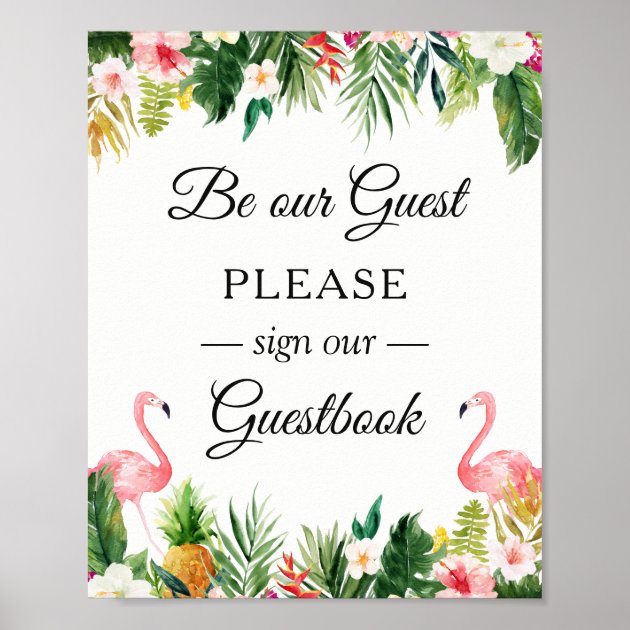 Sing Our Guestbook Tropical Flamingo Floral