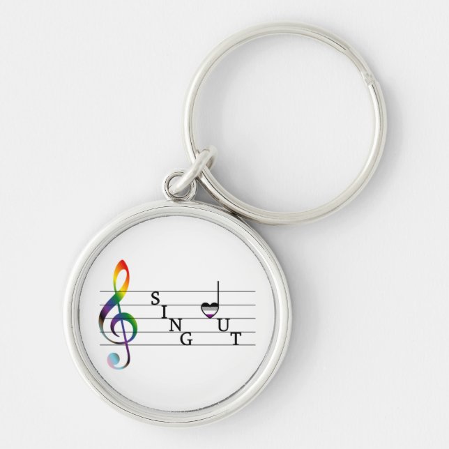 Sing Out Asexual Pride Keychain (Front)