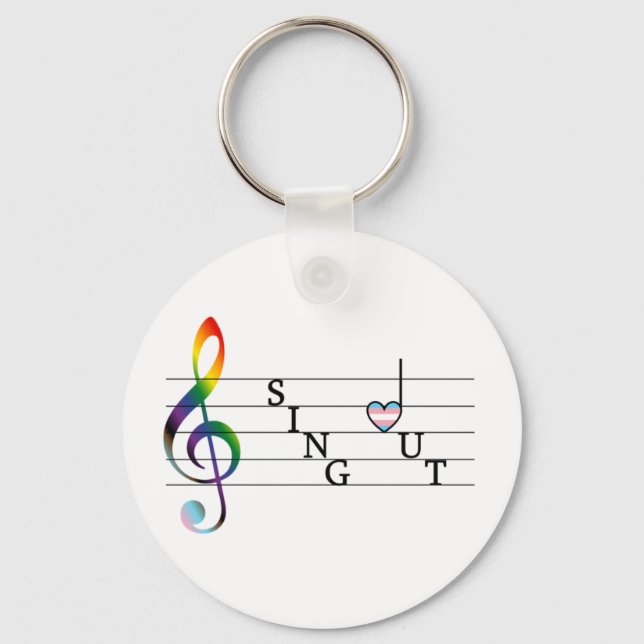 Sing Out Trans Pride Keychain (Front)