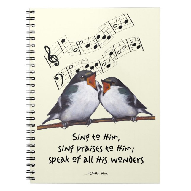 Sing Praise To God: Two Birds, Music Notes, Art Notebook (Front)