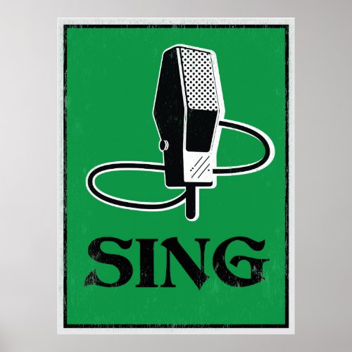 Sing Retro Microphone Art Poster