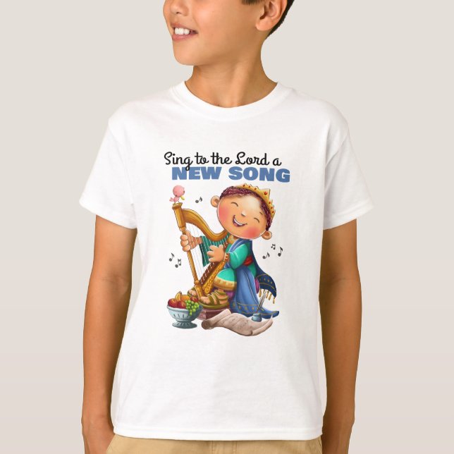 Sing to the Lord a new song Bible verse T-shirt (Front)