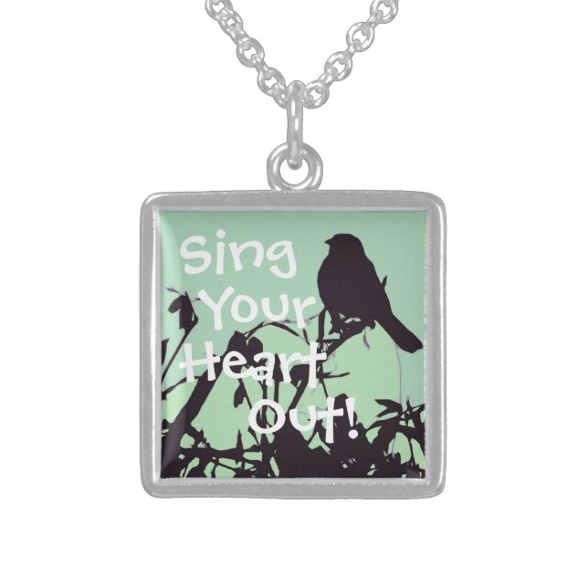 Sing Your Heart Out Bird Sterling Silver Necklace (Front)