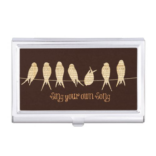 Sing your own Song Quote with Birds on a Wire Business Card Case