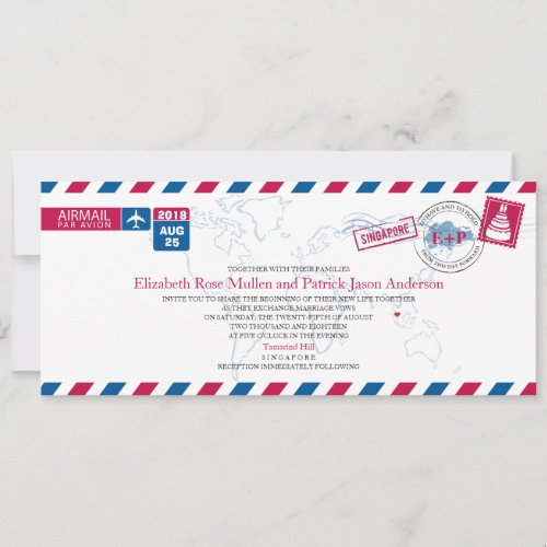 Singapore Airmail Wedding Invitation