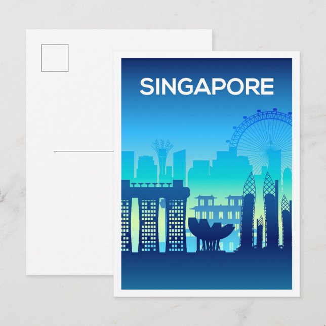 Singapore Art Travel Illustration Postcard (Front/Back)