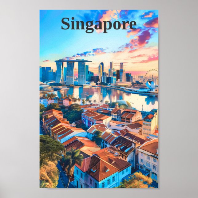 Singapore Art Vintage Travel  Poster (Front)