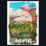 Singapore Asia Watercolor Travel Magnet<br><div class="desc">Colorful Singapore Magnet featuring a city view over the famous asian travel destination with its skyscrapers and iconic landmarks. Makes a great travel souvenir and gift idea for every tourist and visitor of the asian travel destination.</div>