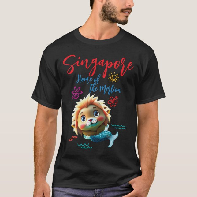 Singapore Baby Merlion T-shirt (For black fabric) (Front)