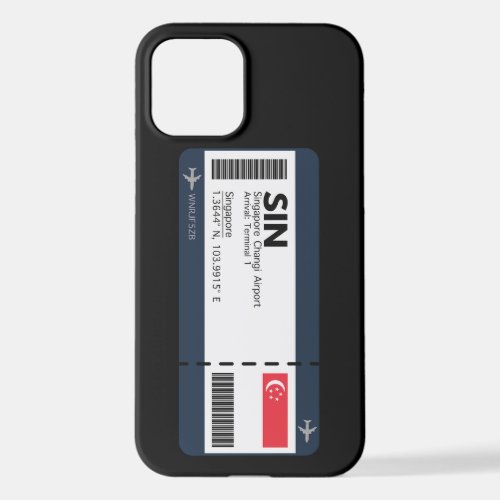 Singapore Boarding Pass _ Airport Ticket iPhone 12 Case