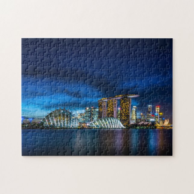 Singapore Buildings Landmarks Water Reflections Jigsaw Puzzle (Horizontal)