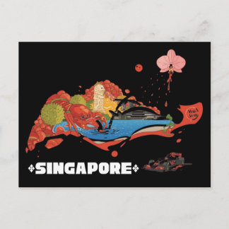 Singapore Chili Crab F1 Night Race Illustrated Postcard