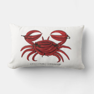 Singapore "Chili Crab" Lumbar Support Throw Pillow