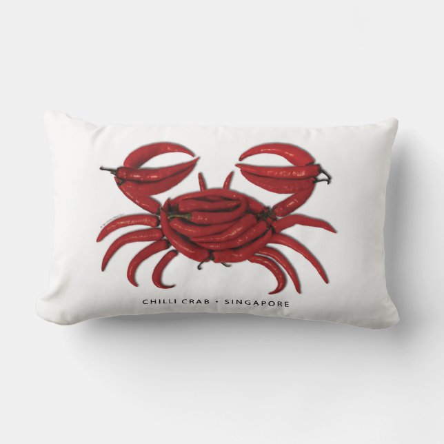 Singapore "Chili Crab" Lumbar Support Throw Pillow (Front)