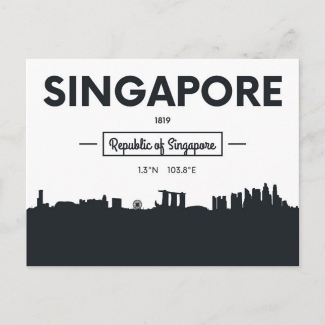 Singapore, China | City Coordinates Postcard (Front)