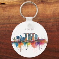 Singapore city retro watercolor Skyline