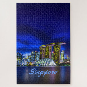 Singapore City Skyline At Night Jigsaw Puzzle