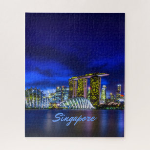 Singapore City Skyline At Night Jigsaw Puzzle
