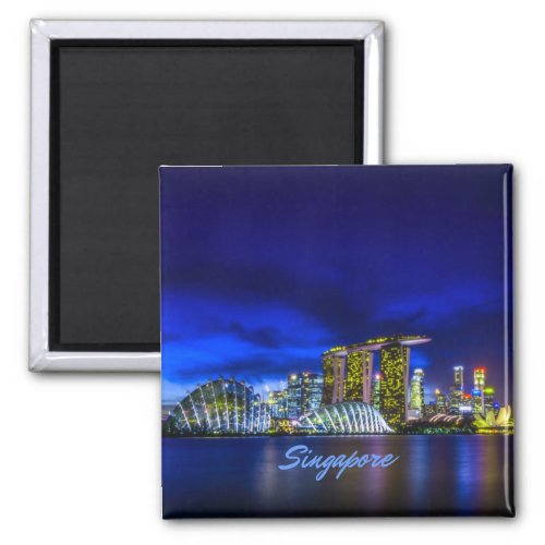 Singapore City Skyline At Night Magnet