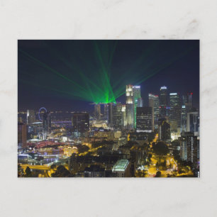 Singapore City Skyline at Night Postcard