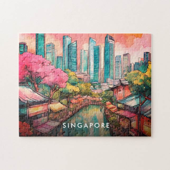 Singapore City View Colorful  Jigsaw Puzzle (Horizontal)