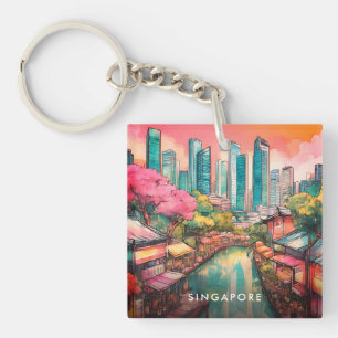 Singapore City View Colorful  Keychain