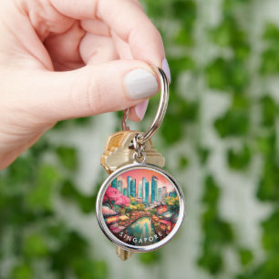 Singapore City View Colorful Keychain