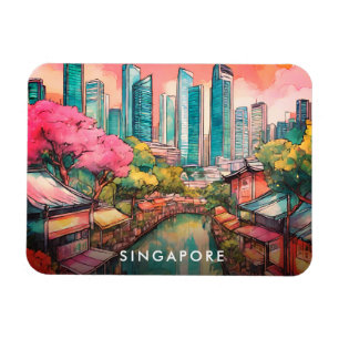 Singapore City View Colorful  Magnet