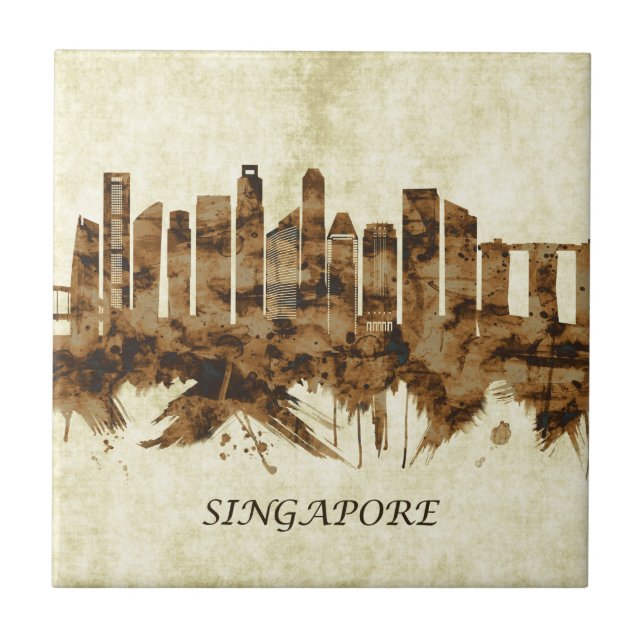 Singapore Cityscape Ceramic Tile (Front)