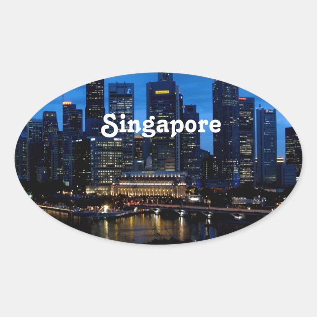 Singapore Cityscape Oval Sticker (Front)