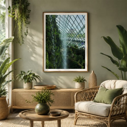Singapore Cloud Forest Waterfall Botanical Poster