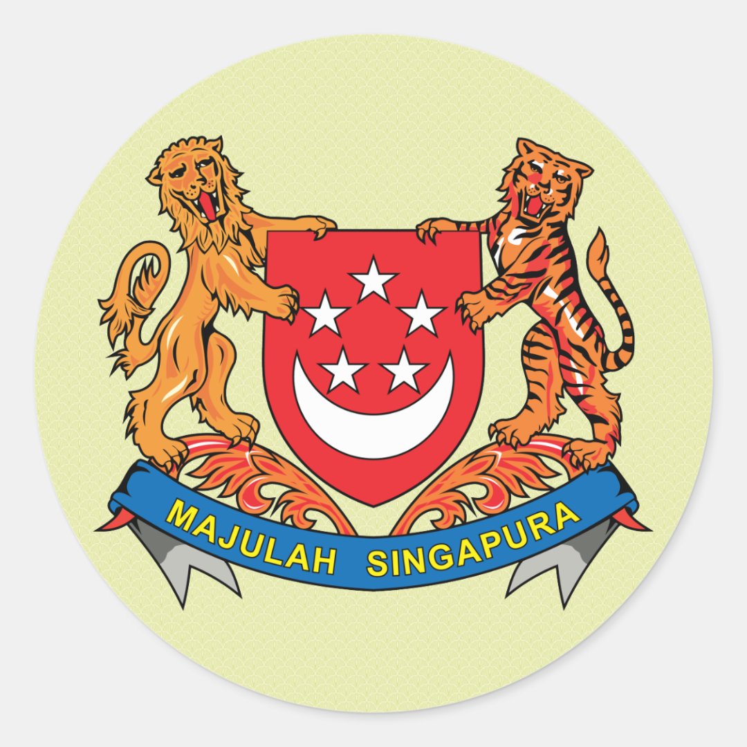 Singapore Coat of Arms detail Classic Round Sticker Zazzle