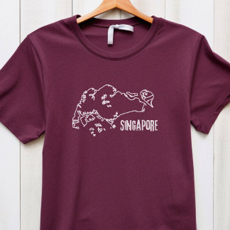Singapore Country Map Singaporean Border Line Land T-Shirt