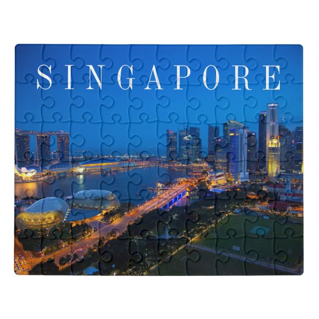 Singapore Downtown at Night Jigsaw Puzzle (Puzzle Horizontal)