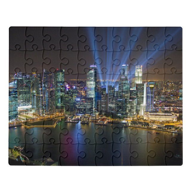Singapore Downtown Lightshow Jigsaw Puzzle (Puzzle Horizontal)