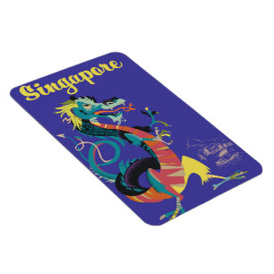 Singapore dragon vintage travel poster magnet