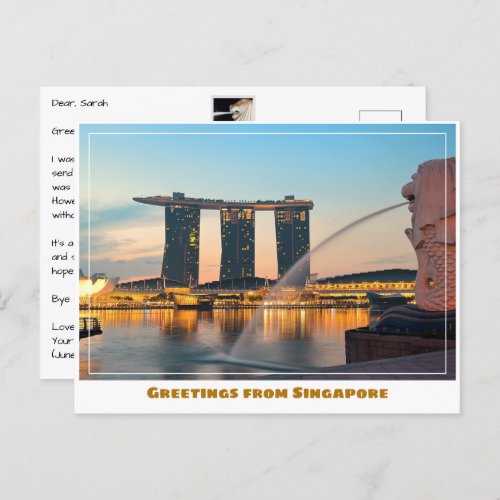 Singapore Featuring City  Marina Bay Sands Modern Postcard