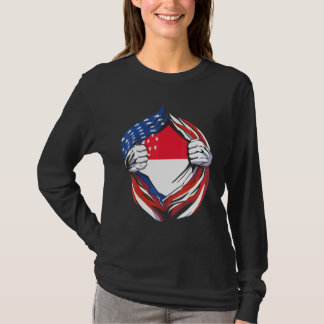 Singapore Flag American Proud Of My Singaporean He T-Shirt
