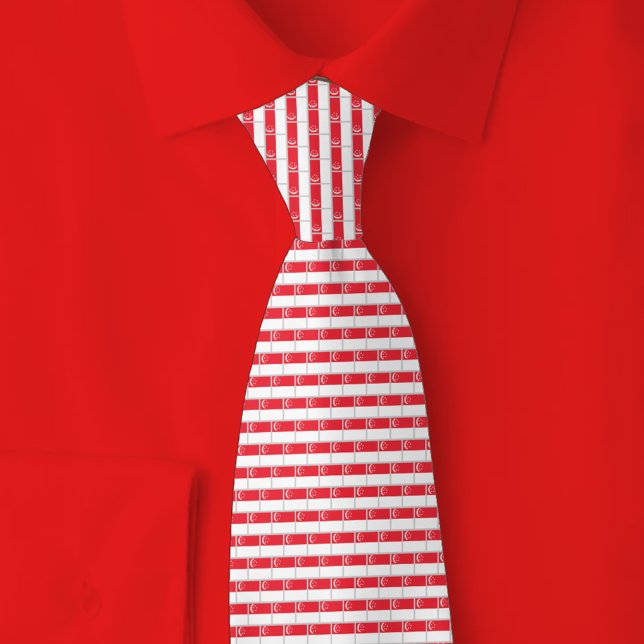 Singapore Flag Brick Pattern Neck Tie (Creator Uploaded)