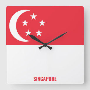 Singapore Flag Dazzling Patriotic Square Wall Clock