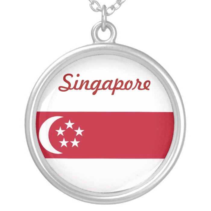 Singapore Flag Design Custom Necklace