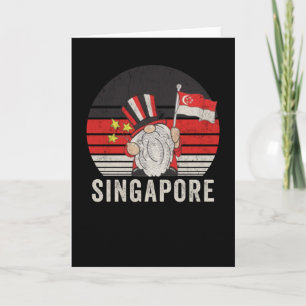 Singapore Flag - Funny Gnome - Vintage Card